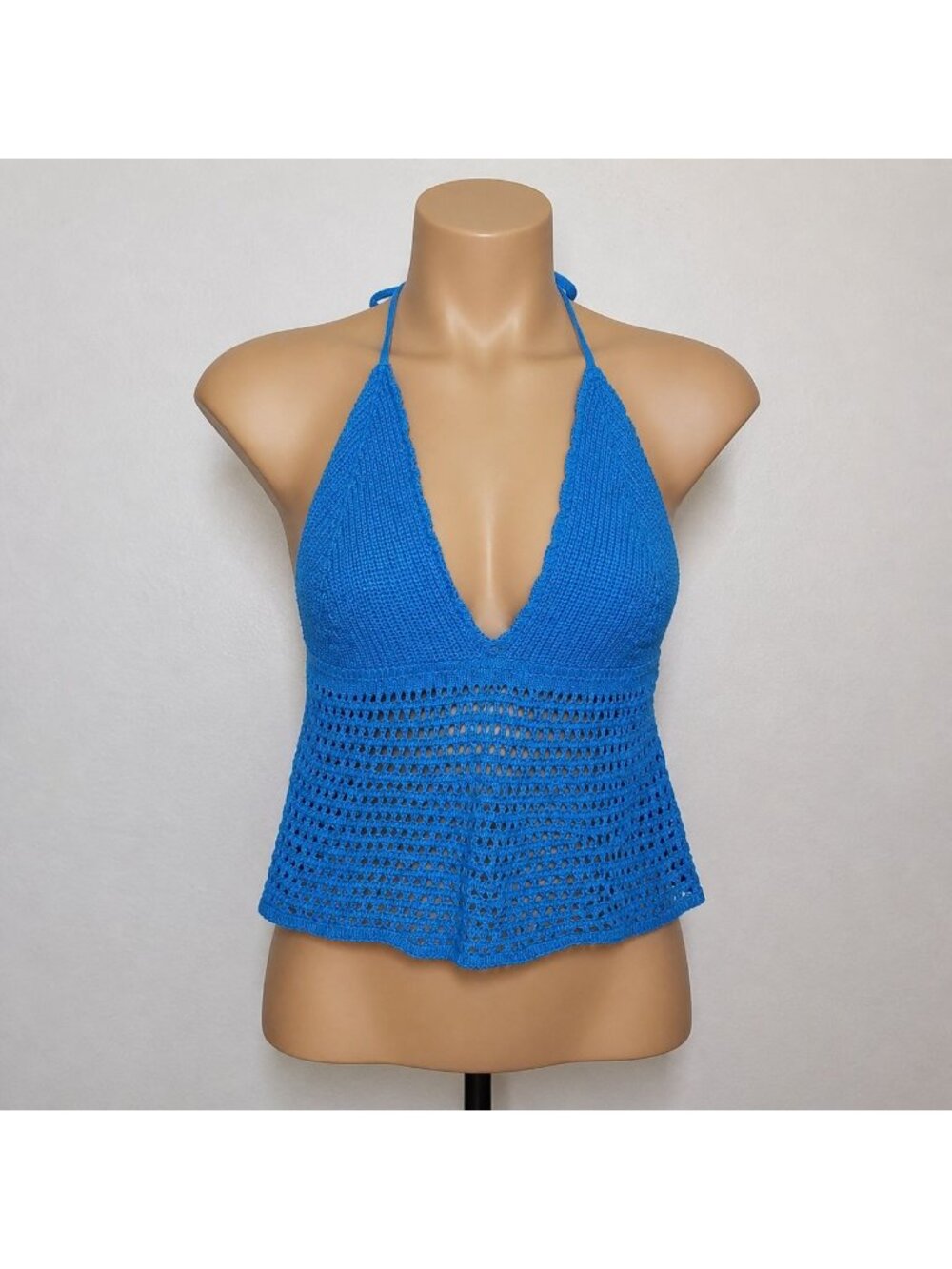 Wild Fable Womens Azure Blue Crochet Halter Top XXL With Tags